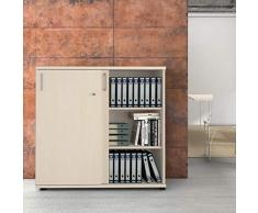 WeberBÜRO Armadio per archivi Uni chiudibile a Chiave 3OH 1,2M Armadio per Ufficio in Acero ad Ante scorrevoli 3OH 1,2M
