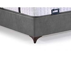 Letto a molle Rom Chester con cassettone, in tessuto, letto matrimoniale, colore antracite, superficie di appoggio: 140 x 200 cm