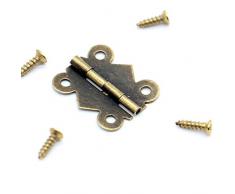 Cerniere 20pcs Famiglia Antica Cerniera Farfalla Antique Mini Antique Brass Finish Cassetto Cassettiera Cassetta di gioielli Cerniera con viti Forniture hardware per mobili Cerniere per porta