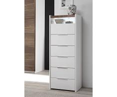 Settimino 6 Cassetti comò bianco opaco moderno to NOCE SCURO economico moderno design AMA 6