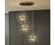 Lampadario di cristallo Dandelion, 8 luci a soffitto di fuochi dartificio doro, lampadario moderno per camera da letto, soggiorno, sala da pranzo, corridoio dellisola di cucina (3pcs)