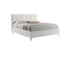 LettoFacile montalo in 30 Minuti - Letto Matrimoniale Talia Frame Ecopelle Bianco con bottoni - Struttura senza rete - Made in Italy (160 x 190 cm)