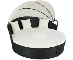 TecTake 800764 Letto Isola Alluminio Rattan, Sdraio Prendisole Arredo Esterno Giardino | Larghezza: ca. 180cm | Disponibile in Diversi Colori (Nero | No. 403423)