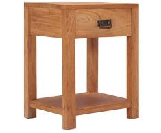 FAMIROSA Comodino 35x35x50 cm in Legno Massello di Teak