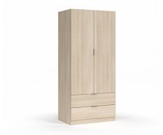 Dmora Armadio Guardaroba 2 Ante + 2 cassetti, Rovere, 81 x 180 x 52 cm