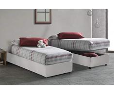 Talamo Italia Letto contenitore Singolo Silvia Sommier, Made in Italy, Letto con rivestimento in ecopelle, Apertura frontale, adatto per materasso cm 80x190, Bianco
