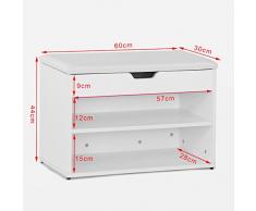 SoBuy® Scarpiera da ingresso, Cassapanca,Portascarpe con cuscino,bianco, FSR25-W,IT