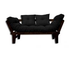 Divano-letto Sésamo, Wengè, Nero Futon, 200x82x32 cm.