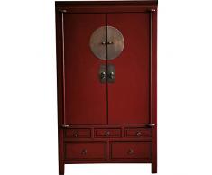 ETNIC ART - Armadio cinese rosso con cassetti-104x180x61-DW-471R-
