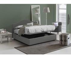 Talamo Italia Letto contenitore Matrimoniale Claudia, Made in Italy, Letto con rivestimento in tessuto, Apertura frontale, con materasso 160x200 cm incluso, Grigio
