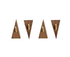 4 pezzi ganci triangolari in ottone ganci in legno massello ganci for asciugamani da parete for guardaroba in faggio noce (Color : A)