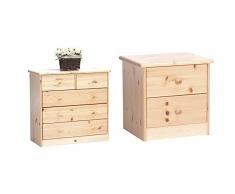 Steens FurnitureSteens 17801219 Comò Mario 73 X 78 X 35 Cm, Legno Di Pino Massiccio & ComodinoMario, 41 X 42 X 35 Cm, Legno Di Pino Massiccio, Verniciatura Naturale, Beige