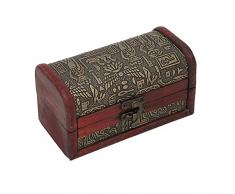 Mini cassapanca per Gioielli in Legno, Custodia per organizzatore di scatole del Tesoro per Gioielli Vintage retrò Piccola e Portatile Decorazione Domestica
