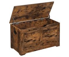 VASAGLE Cassapanca, Panca Portaoggetti, Pouf Organizzatore con 2 Cerniere di Sicurezza, Scarpiera, Stile Vintage, 40 x 80 x 46 cm, per Corridoio, Camera da Letto, Soggiorno, Marrone Vintage LSB063T01