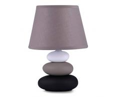 Lampada da comodino Lina (taupe opaco) Lampada da tavolo in ceramica con paralume in tessuto, LED adatto, E14, lampada da tavolo in ceramica 230V, lampada da divano, lampade da davanzale…