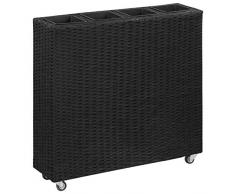 Chusui Letto Rialzato con 4 Vasi 80x22x79 cm in Polyrattan Nero,Letto Rialzato da Giardino,Letto Rialzato,Fioriere da Esterno