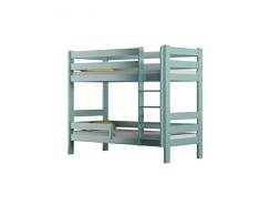 Letto a castello in legno naturale di pino, 90 x 180 cm, Turqouise Victor