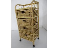 fantasie d oriente CASSETTIERA Rattan 4 CASSETTI 45X35X92H Naturale Vimini