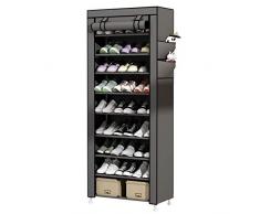 UDEAR Scarpiera Tessuto Non Tessuto Grigio Portascarpe Scarpiera Armadio a 10 Ripiani, Capacit Fino a 27 Paia di Scarpe