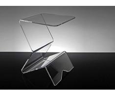Slato tavolino portariviste. Comodino da Notte dal Design Moderno in plexiglass Trasparente Dagmar (30 × 30 × h42 cm)