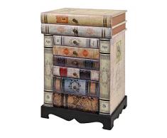 ts-ideen GmbH Comó in Stile Vintage Epoca con sagoma a Libri impilati. con 6 cassetti ed Un vano portaoggetti.