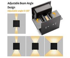 12W*2 Lampade da Parete per Interni/Esterno Led Moderno, Applique da parete Muro in Alluminio Angolo,Lampada Muro Su e Giù Regolabile Design IP65 Impermeabile 3000K Bianco Caldo