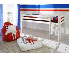 AVANTI TRENDSTORE - Letto rialzato in legno massiccio bianco, ca. 97x113x207 cm