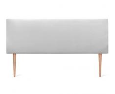 DHOME Testiera in similpelle o tessuto AQUALINE liscia con gambe Testiera imbottita Testiera letto di lusso (160x105cm con Gambe (Letto 150/160), Similpelle Bianco)