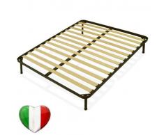 DOLCI SOGNI Rete Una Piazza e Mezza, Rete 130X190 per Letto una Piazza e Mezza, Rete a Doghe in Legno con Struttura Letto 130x190 in Ferro, Massima Stabilità - 100% Made in Italy