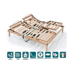 Evergreenweb - Rete Matrimoniale Elettrica 170x195 a Doghe in Legno Ortopedica Motorizzata con 2 Alzate Separate Base Letto o Materasso 4 Zone Reclinabili Regolatori Rigidità Piedi Smontabili Offerta