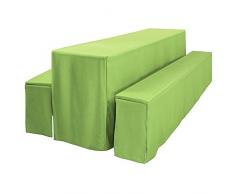 Set di 2 fodere imbottite in gommapiuma + 1 tovaglia 70x220 cm - per panche da birreria o sagra - verde mela