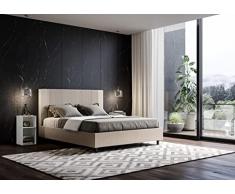 IMAGO FACTORY Alessia - Letto Contenitore Matrimoniale (160cm) Salvaspazio - Rivestimento in Ecopelle, Rete con Doghe in Legno, Materasso non Compreso, Tortora