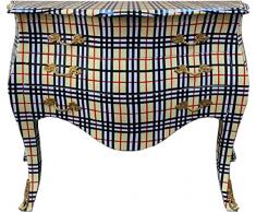 Casa Padrino cassettone barocco con 3 cassetti crema/bianco/nero/rosso - Cassettiera a righe in legno massello in stile barocco - Mobili Barocchi Fatti a Mano