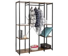 eSituro Mensole da Armadio Cabina Guardaroba con Ripiano Appendiabiti Portabiti in Acciaio e MDF 120 x 40 x 167 cm SGR104