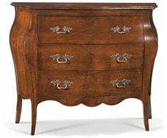Comò bombato 3 cassetti, noce scuro -cm: 105 cm - 42 cm - H 82 cm - 0,42 Mc - 100% Made in Italy (SF17)
