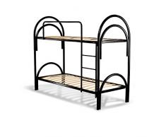 miasuite i sogni italiani Letto a Castello Scomponibile, Colore Nero - salvaspazio, Rete a doghe in Legno per materassi.