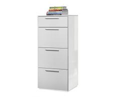 Cassettiera a quattro cassetti moderna elegante in laccato bianco CT2161 L50h111.5p41cm