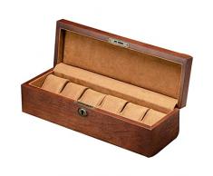 YXFYXF 6 Slot Watch Box, Custodia per Orologio con valletto, Vetro Topped Wooden Watch Display Case Custodia organizzatore, monili stoccaggio (Size : -)