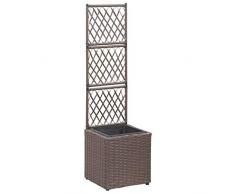 Letto Rialzato Traliccio 1 Vaso,Sostegno per Rampicanti,Giardino Rialzato,per piante da giardino rialzate per ortaggi,fiori 30x30x107cm Polyrattan Marrone