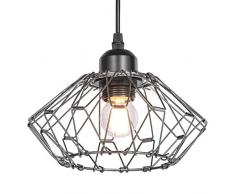 Viugreum Lampadario Retrò, Lampadario Pieghevole In Stile Industriale Lampadario da Cucina Con struttura a Gabbia da 5W Regolabile in Altezza Con Lampadina per Sala da Pranzo e Camera da Letto
