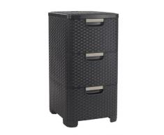 Curver 206313 Style - Cassettiera in polipropilene, aspetto in vimini, 3 x 14 L
