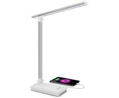 SaponinTree Lampada da Scrivania LED, USB Ricaricabile Lampada da Tavolo, 3 Intensità Luminose Regolabili e 5 Temperature di Colore, Pieghevole Touch Controllo Lampade per Ufficio, Lettura