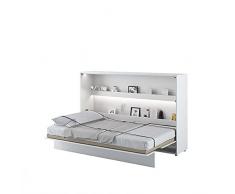 LENART Bed Concept - Letto a scomparsa orizzontale, 120 x 200 cm, colore: Bianco satinato