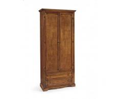 Mar.c.a. Design - Armadio a 2 Ante in Legno di Pioppo Noce Scuro, Cabina Armadio da Interno con 2 Cassettoni Stile Arte Povera Made in Italy - Misura 87x40x192