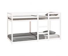 Revera Letto a Castello Bianco 90x200 cm in Legno Massello di Pino