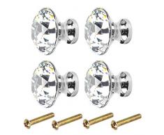Kissral Pomelli per Mobili Cucina Classica 4pcs Maniglie per Mobili Moderni Eleganti Pomelli per Cassettiera Bambini Maniglia a Forma di Diamante per Armadio Guardaroba Accessori per Mobile con 4 Viti