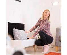 Relaxdays Panca Contenitore, 40 l, in finta pelle, con Gambe in Legno, Cassapanca Imbottita, Bianco, HxLxP: 40 x 80 x 39.5 cm