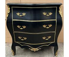 Casa Padrino cassettone barocco con 3 cassetti nero/oro - Cassettone in legno massello fatta a mano in stile barocco - Mobili barocchi fatti a mano - Nobile e Magnifico