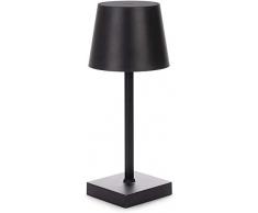 VOKOT QLED48 Lampada da tavolo touch senza fili ricaricabile in Plastica stile minimal,abatjour per camera da letto comodino bar ristoranti 3 modalità di luce, caldo naturale freddo (Nera)