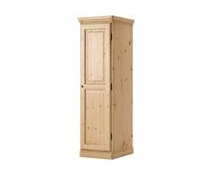 Armadio a 1 Anta Cornice Dritta in Legno Pino Massello Colore Verniciato Naturale